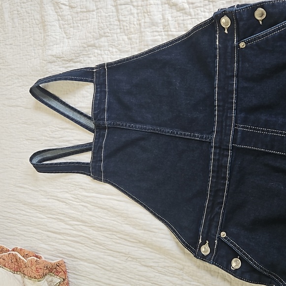 FREE ASSEMBLY KIDS GIRLS OVERALLS DARK BLUE DENIM SIZE 18 PREOWNED - Picture 8 of 15